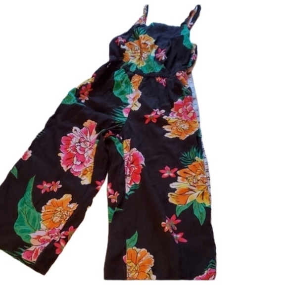 Old Navy Jumpsuit Womens Size XS Linen Blend FLoral Pants Back Floral Summer - Picture 1 of 13